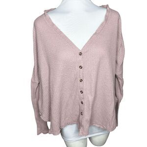 Out From Under UO mauve waffle knit thermal xs long sleeve top